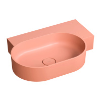 OVO M+ umywalka nablatowa/wisząca - prawa, 64 x 44 cm, coral mat