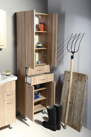 ZOJA/KERAMIA FRESH szafka wysoka z szufladami 50x184x29cm, dąb platin