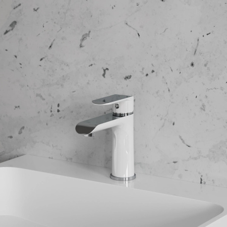 SACRAMENTO bateria umywalkowa, chrom/biały połysk