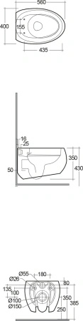 Zestaw CLOUD Miska WC podwiesz. Rimless 56x40 cm biały połysk & deska WC W/O biały połysk
