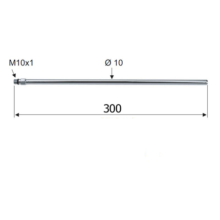 Łącznik, rurka z gwintem 10mm-M10x1, 30 cm, złoto