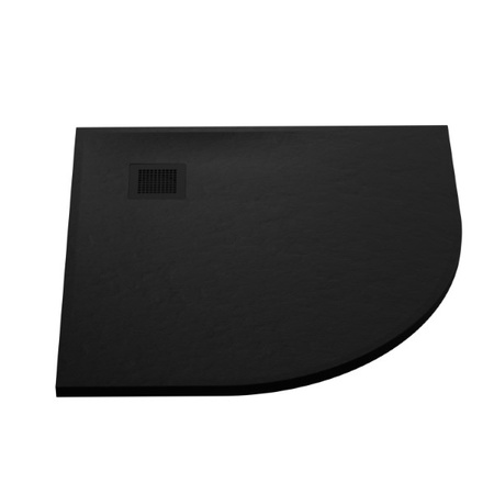 Brodzik MORI konglomeratowy półokrągły R55  90x90x3 posadzkowy, czarny
