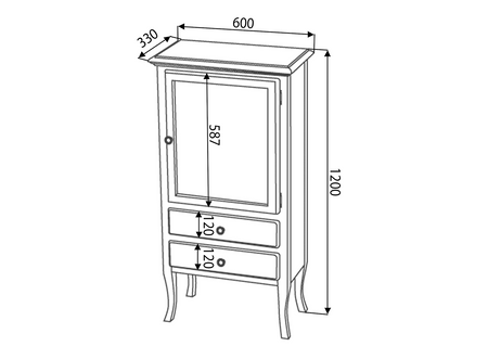 RETRO szafka 60x120x38cm, buk, prawa