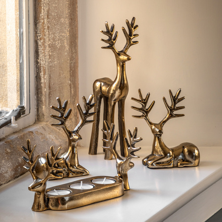 Stag Gold Trio Tealight Holder 250x95x120mm