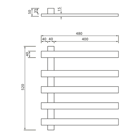 ELCOR  elektryczna suszarka na ręczniki 480x520x50 mm, 63 W, czarny mat