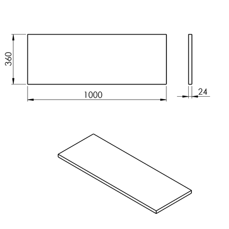 PLATO blat Rockstone 1000x24x360mm, biały mat