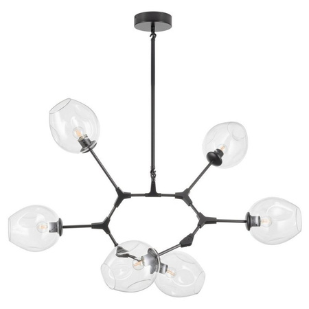 Lampa wisząca MODERN ORCHID-6 transparentno czarna 130 cm