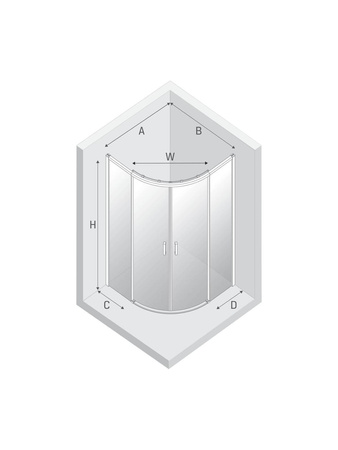 Kabina prysznicowa PRIME NICKEL BRUSHED 2D półokrągła R55 90x90x200 szkło czyste 6mm Active Shield 2.0