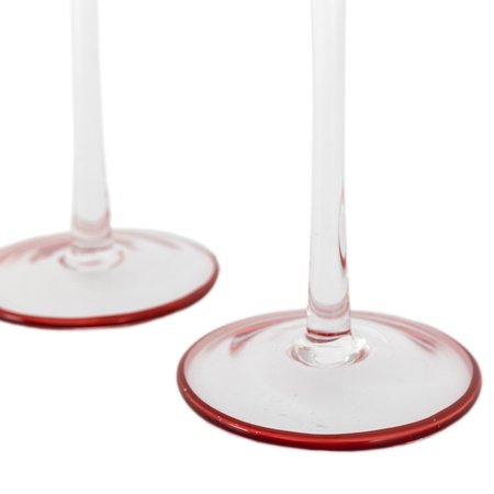 Red Rim Glass Candle Stick Set of 2 72x72x22mm