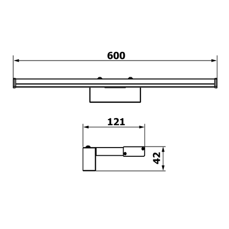 CHICAGO XL LED oświetlenie 600x120mm, 12W, 230V, plastik, czarny mat