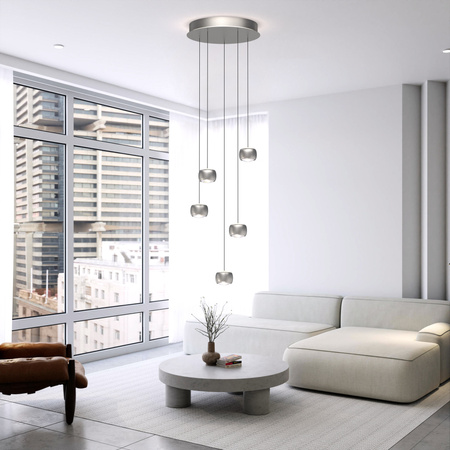 5039-503 Lampa wisząca piątka okrągła QUIBERON nikiel szampński