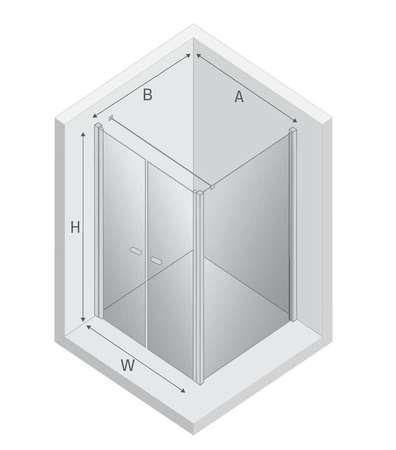 NZ2 Kabina prysznicowa NEW SOLEO 2D kwadratowa U 70x75x195 szkło czyste 6mm Active Shield 2.0 wahadłowe - wsp. równoległy
