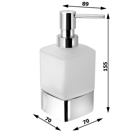 LOUNGE dozownik mydła do postawienia, 280 ml, szkło mleczne, chrom