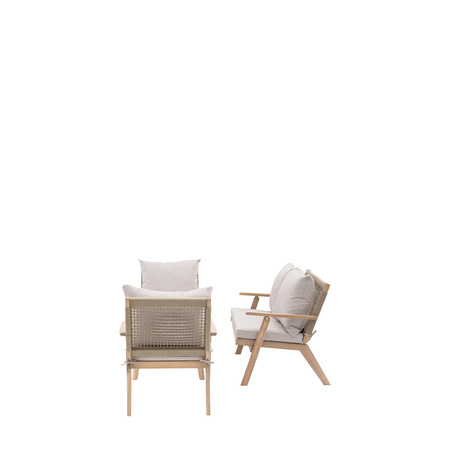 Zestaw ogrodowy MARINA – sofa 2-osobowa + 2 fotele + stolik, drewno akacjowe, 4 osoby