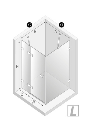 NZ2 Kabina prysznicowa OXIA BLACK 1D L 80x70x200 szkło czyste 8mm Active Shield 2.0