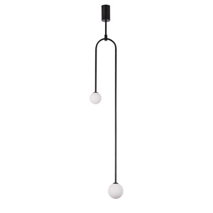 Lampa wisząca LOOP czarna 123 cm z białymi kloszami - nowoczesna do salonu