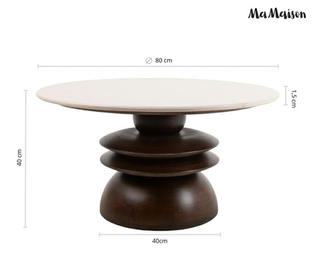 MaMaison stolik kawowy RONDA 80 drewno    mango / marmur