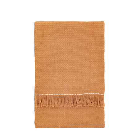 Stitched Border Waffle Throw Apricot 1300x1700mm