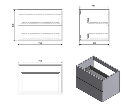 TREOS szafka z szufladami 75x53x50,5cm, dąb Collingwood