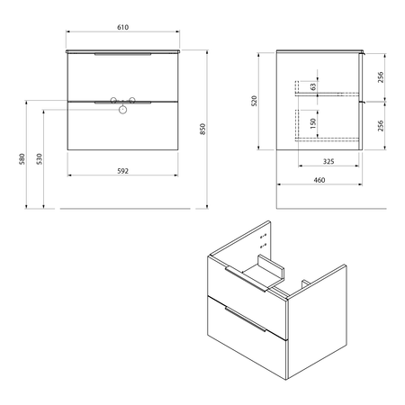 CIRASA szafka pod umywalkę 59,2x52x46cm, dąb cuneo