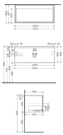 UNO JOY szafka podumywalkowa podwieszana 100 S Oak