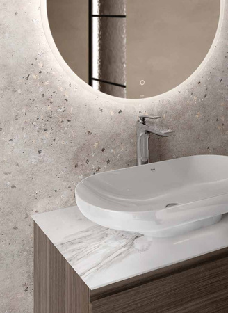 Zestaw DES Miska WC podwieszana z deską W/O i Umywalką Nablatową 70X35CM Biały Połysk