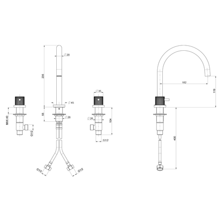 ULTRASAN trzyelementowa bateria umywalkowa bez odpływu, złoto mat