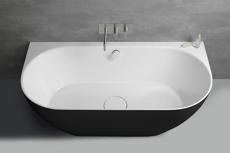 PAGODA wanna przyścienna 170x85x58cm, kompozyt, czarny/biały