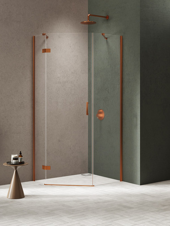 Kabina NESTA COPPER BRUSHED 1D pięciokątna prawa Drzwi P 100x80x200 czyste 6mm Active Shield 2.0