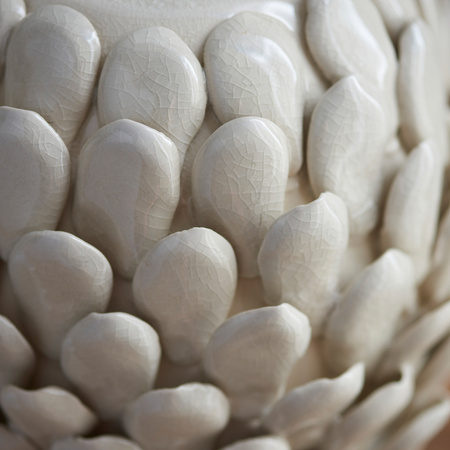 Layered Leaf Table Lamp Base Ivory Crackle Small