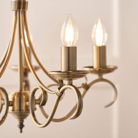 Bernice 5 Pendant Light Antique Brass