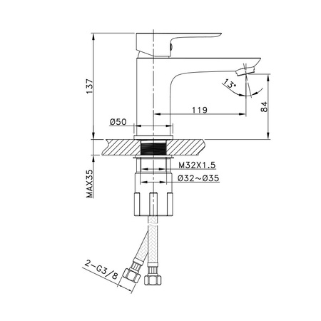 Bateria umywalkowa Spark Black Matt (35mm)