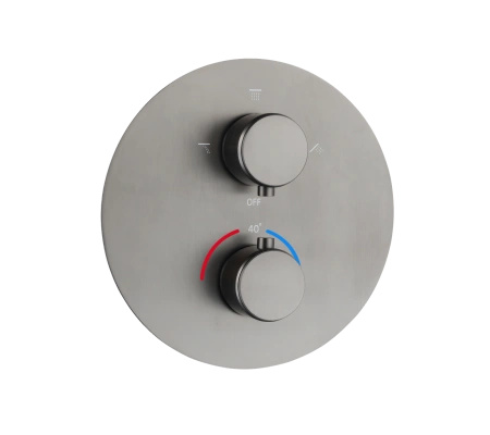 Bateria prysznicowo wannowa podtynkowa trzyfunkcyjna termostatyczna, gun metal