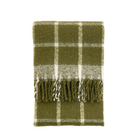 Poly Faux Mohair Check Throw Green 1300x1500mm