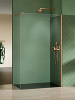 Kabina prysznicowa NESTA COPPER BRUSHED WALK-IN U 110x200 szkło czyste 6mm Active Shield 2.0