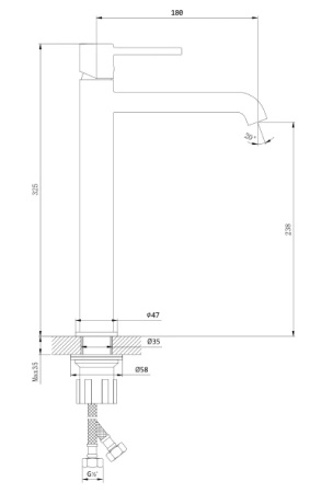 Bateria umywalkowa stojąca wysoka - nablatowa, gun metal