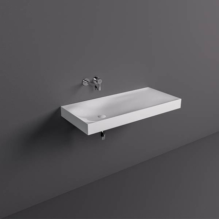 REMAL Umywalka podwieszana & nablatowa 101 x 46 cm R blat z prawej strony Biały połysk