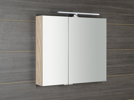 MIRRÓ szafka z lustrem z oświetleniem LED, 80x70x16cm, wiąz Bardini