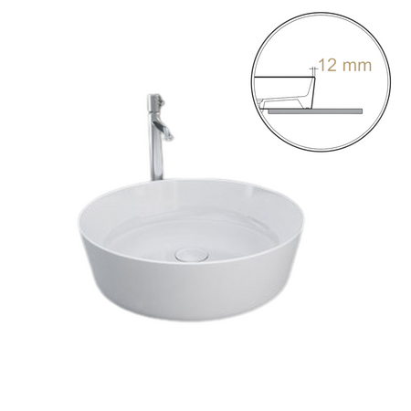 FEELING Umywalka nablatowa okrągła  42 cm biały mat (500) (Wycofywana, starsza wersja rant 12mm)