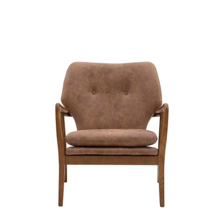 Fotel Jensen z brązową skórą 730 x 710 x 850 mm