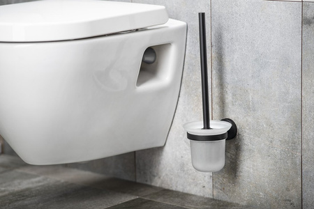 SAMBA wisząca szczotka do WC, szkło mleczne, czarny mat