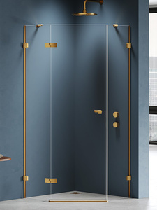 Kabina prysznicowa EVENTA GOLD BRUSHED 1D pięciokątna L 90x90x200 szkło czyste 8mm Active Shield 2.0