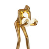 Lampa podłogowa WOMAN-2 ZŁOTA 190 cm - złoty połysk, figura kobiety z białymi kloszamim