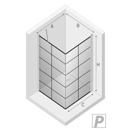KABINA NEW SOLEO BLACK KWADRATOWA P 90x90x195 KRATKA - CZYSTE 6mm ACTIVE SHIELD