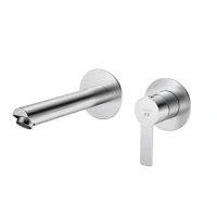 Bateria umywalkowa podtynkowa, stal szczotkowana