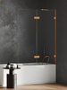Parawan wannowy OXIA COPPER BRUSHED składany 1D L 100x150 szkło czyste 8mm Active Shield 2.0