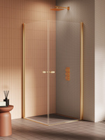 NZ2 Kabina prysznicowa NEW SOLEO GOLD BRUSHED 2D prostokątna U 70x90x195 szkło czyste 6mm Active Shield 2.0 - wahadłowe