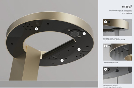 CONCEPT bateria stojąca z czujnikiem, z dozownikiem mydła i suszarką do rąk, wysokość 188mm, chrom