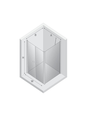 NZ2 Kabina prysznicowa NEW SOLEO 2D kwadratowa U 70x75x195 szkło czyste 6mm Active Shield 2.0 wahadłowe