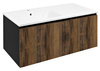 LOREA szafka z umywalką 101x46x51,5cm (70+30cm), lewa, dąb collingwood/czarny mat